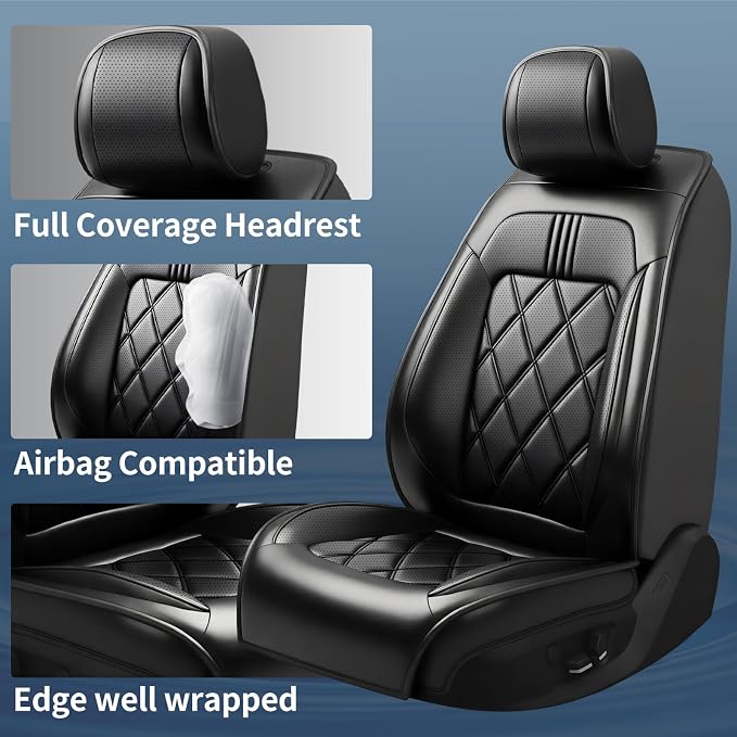Trax Car Seat Covers Fit for Chevrolet/Chevy Trax 2024 2025 2026, Full Coverage Leather Waterproof Breathable Seat Covers, Automotive Seat Protectors, Airbag Compatible (5 Seats, Black)