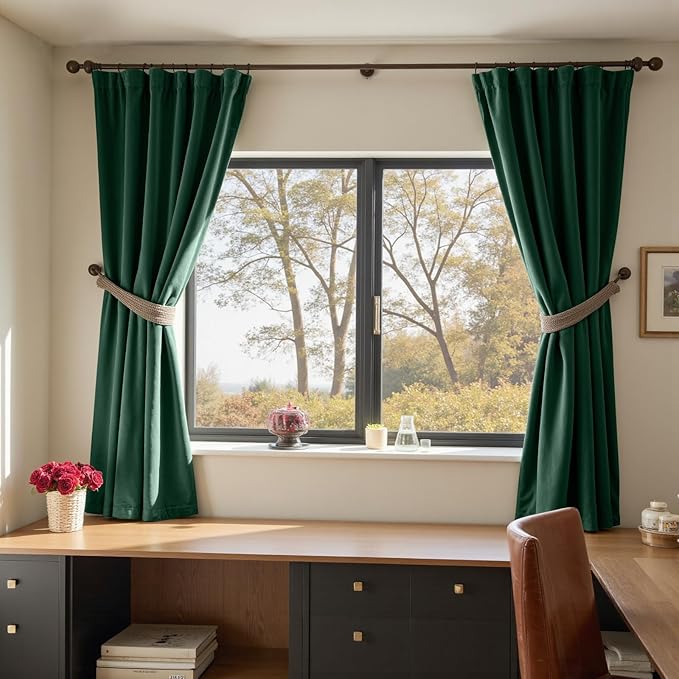 Lazzzy Velvet Blackout Curtains Thermal Insulated Room Window Drapes Super Soft