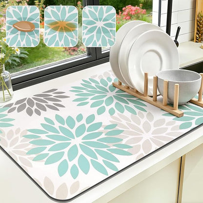 Findosom Floral Dish Drying Mat, Cuttable Drying Mat