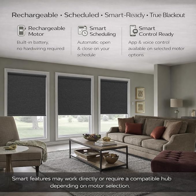 Zshine Motorized Blackout Window Blinds Customize Width Remote Control Wireless