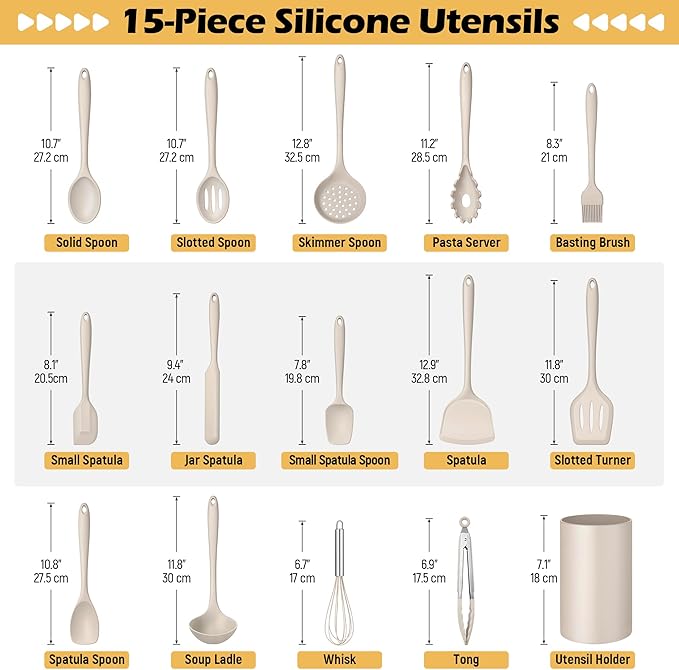 15-Piece Kitchen Cooking Utensils Set