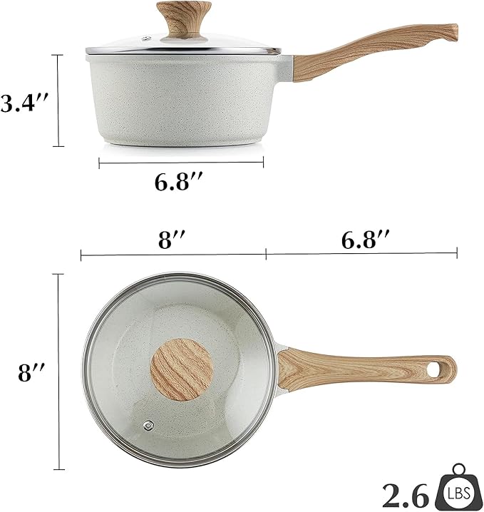 SENSARTE White Ceramic Nonstick Saucepan