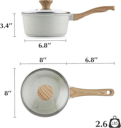 SENSARTE White Ceramic Nonstick Saucepan