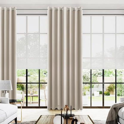 KOUFALL Neutral Taupe Blackout Curtains 96 Inches Long