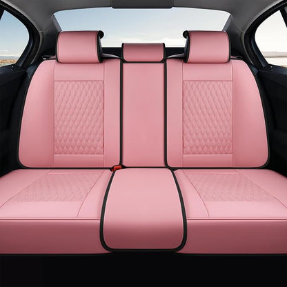 Coverado Rear Seat Covers, Leather Seat Cover for Car, Universal Waterproof Automotive Seat Cushion Protector for Most Cars Trucks SUV (Pink)