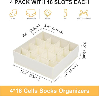 Joyoldelf Sock Drawer Organizer Divider Underwear Organizer 16-cell Fabric