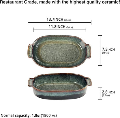 Ceramic Oval Casserole Baking Dish, 1.8 Quarts Baking Dish