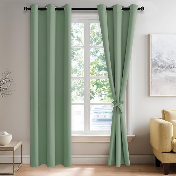 JIUZHEN Light Sage Blackout Curtains