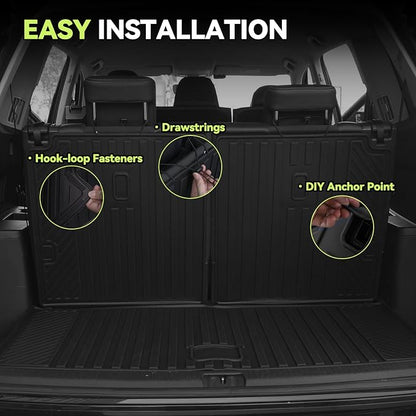 Tongama-Floor Mats for 2021-2026 Kia Sorento PHEV & Hybrid 7 Seats/Bench Seat, All Weather TPE Trunk Mat with Backrest Mat & 2nd Row Backrest Mats & Cargo Net & Door Sill Guards