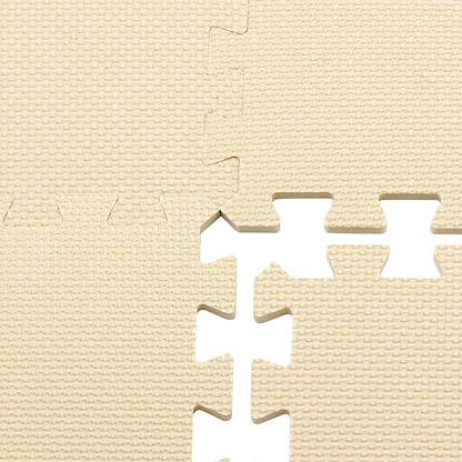 Yostrong® 18 Tiles Interlocking Puzzle Foam Baby Play Mat for Playing - EVA Babies Crawling Mat | Rubber Floor Work Out Mats for Home Gym. Beige. YOC-Jb18N