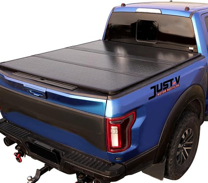 Just-V Hard Tri-Fold Truck Bed Tonneau Cover for Toyota Tacoma 2024 2025 Only Fit Crew Cab 5 FT Bed, Excludes Trail Special Edition Storage Boxes, Upgrade Solid FRP Textured Black