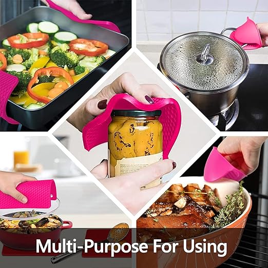 Silicone Oven Mitts and Pot Holders Set, MTZRFLL Extra Long Heat Resistant Oven
