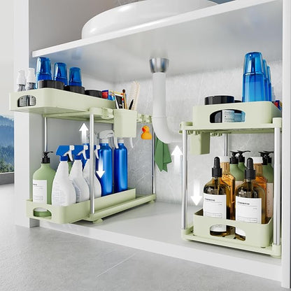VERIFOST Under Sink Organizer, 2 Pack Under Kitchen Bathroom Cabinet Organizer