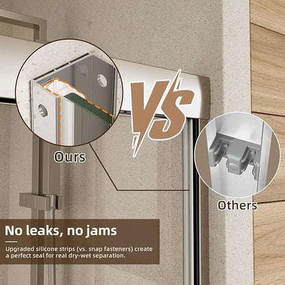 Sliding Shower Door, Royal Guard 56-60" W x 70" H Semi-Frameless Double Sliding