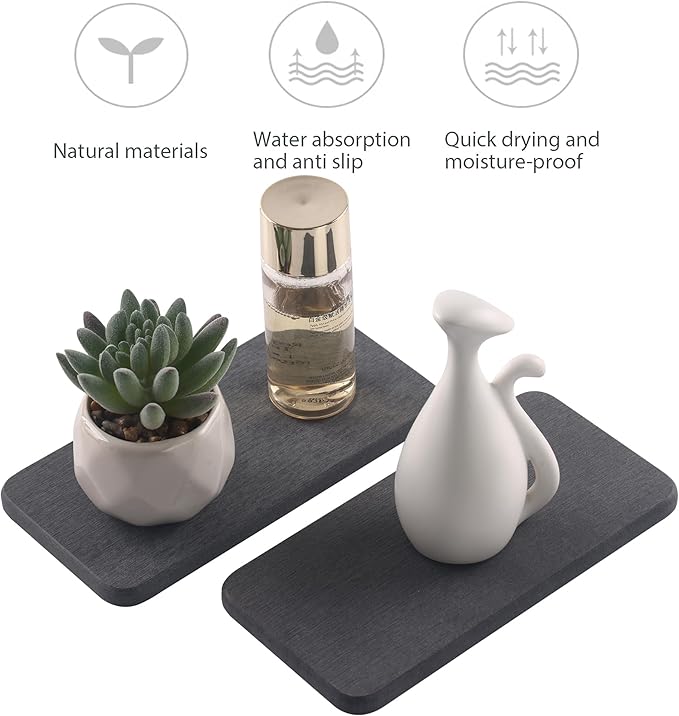 NiuYichee 2 Pcs Water Absorbing Stone Trays, Kitchen/Bathroom Sink Soap Dish