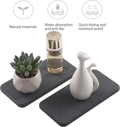 NiuYichee 2 Pcs Water Absorbing Stone Trays, Kitchen/Bathroom Sink Soap Dish