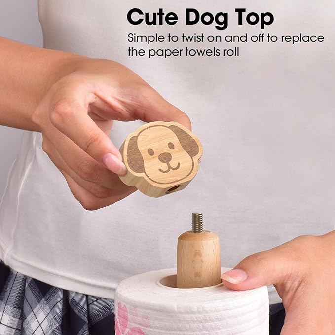 KitchLife Cute Wooden Paper Towel Holder Countertop