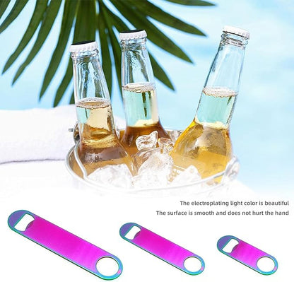 Rainbow Color Stainless Steel Flat Bottle Opener, Sturdy and Durable 2 Pcs to