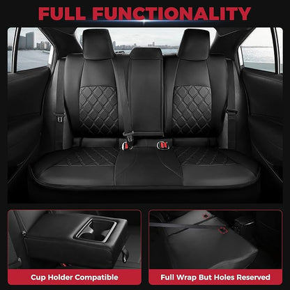 FREESOO for Toyota Corolla Seat Covers L LE XLE, LE Eco Sedan 2014 2015 2016 2017 2018 2019, Luxury Leather Seat Covers for Cars, Custom Fit Car Seat Covers, Waterproof Seat Cover, Black Full Set