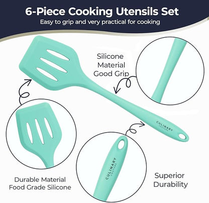 Culinary Couture Aqua Sky Silicone Cooking Utensils Set