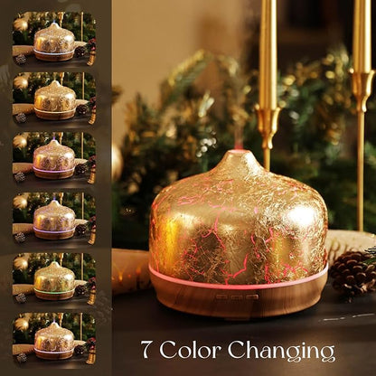 Porseme 500ml Essential Oil Diffuser Gold Plated Glass Aromatherapy Ultrasonic