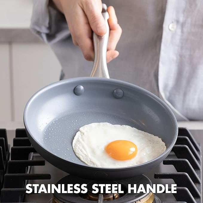 GreenPan Lima Hard Anodized 10" Frying Pan Skillet, Wood Spatula, Ceramic
