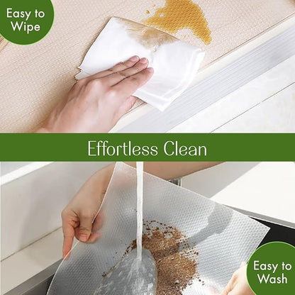 EVALAND 19.6" x 33 FT Non-Slip Shelf Liner, Non-Adhesive, BPA-Free, Waterproof Pantry Liner for Shelves, Easy to Cut, Oil-Proof Shelf Liners for Kitchen, Cabinets, Drawers, Refrigerator, Clear