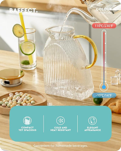 Baffect Water Pitcher, High Borosilicate Glass Jug