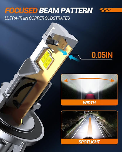 SEALIGHT H13/9008 Bulbs 40000LM Extra Wide View, 6500K Super White H13 bulbs With Cooling Fan 1:1 Design Easy Installation,Headlight Eyebrows, Pack of 2