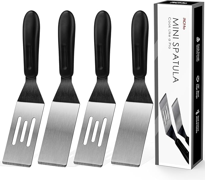 Small Spatula Professional Mini Serving Spatula, 4 Pieces Stainless Steel Metal