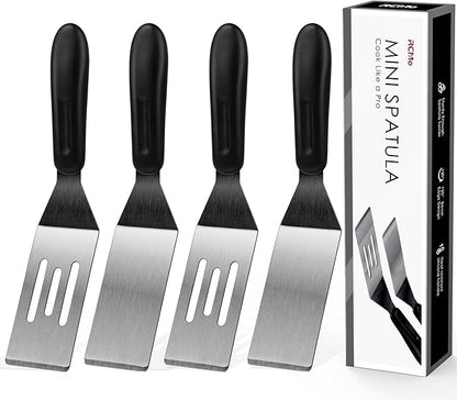 Small Spatula Professional Mini Serving Spatula, 4 Pieces Stainless Steel Metal