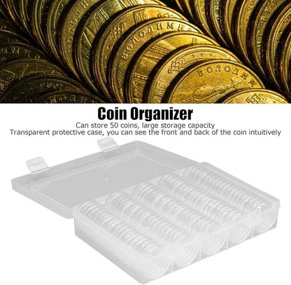 100pcs Coin Capsules 30mm, Coin Case Storage Box Coin Holder for Coin Collection Supplies