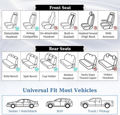 Coverado Car Seat Covers, Front Seat Cover, 2 Pack Waterproof Seat Covers for Cars, Luxury Faux Leather Car Seat Cushions, Car Seats Protectors, Black Car Seat Covers Universal Fit for Most Vehicles