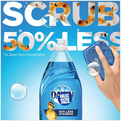 Dawn Ultra Liquid Dish Soap Degreaser, Original Scent, 38 Fl Oz bundled with Heavy Duty Scotch Brite Sponge
