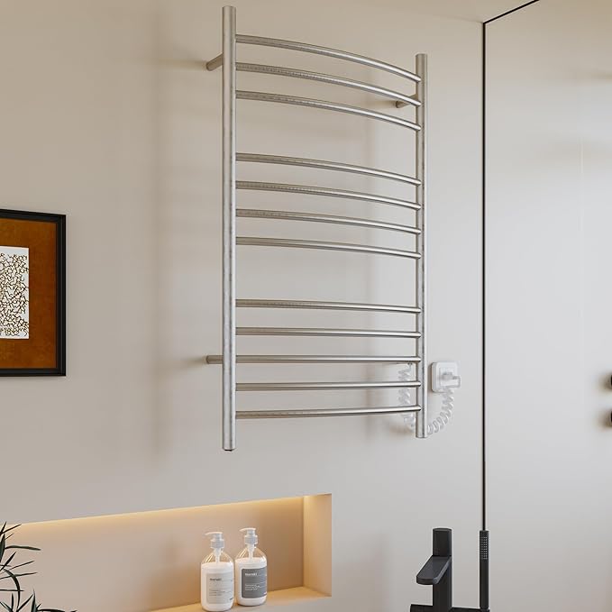 HEATGENE Towel Warmer Wall Mount Electric Plug-in/Hardwired Heated Towel Rack