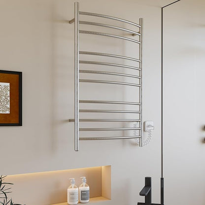 HEATGENE Towel Warmer Wall Mount Electric Plug-in/Hardwired Heated Towel Rack