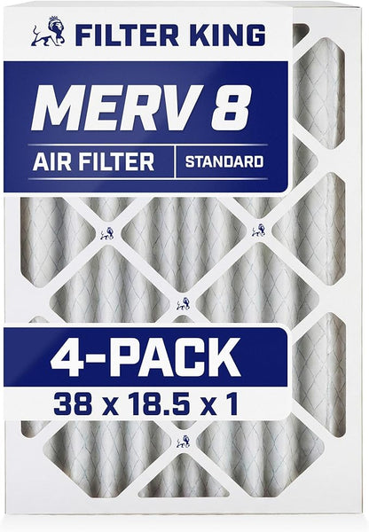 Filter King 38x18.5x1 Air Filter | 4-PACK | MERV 8 HVAC Pleated A/C Furnace