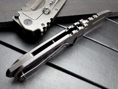 Gtk137 Folding Knife D2 Steel Blade G10 &Steel Handle EDC Tool Knife for Outdoor Camping(Steel)