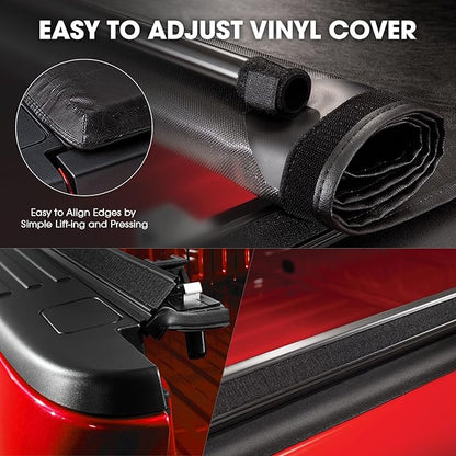 DNA Motoring TTC-RU-028 Pickup Truck Bed Soft Roll-Up Tonneau Cover Compatible with 09-18 Dodge Ram 1500 6.5Ft Fleetside Short Beds, Without Bed Rail Storage & RamBox