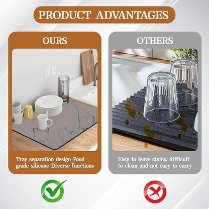 Dish Drying Mats for Kitchen Counter, Quick Dry Dish Rack Pad