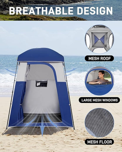 KingCamp Shower Tent, Portable Privacy Tent Outdoor Camping 1/2 Room Toilet Tents with Shower Bag & Dressing Room for Beach, Camping & Hiking