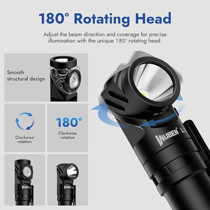 WUBEN L1 Rechargeable Flashlight High Lumens, 2000 Lumen Bright Tactical Flashlight, Dual Light Sources Pocket Flashlight, IP68 Waterproof Magnetic Camping Flashlight for Home Outdoors Emergency (P9)
