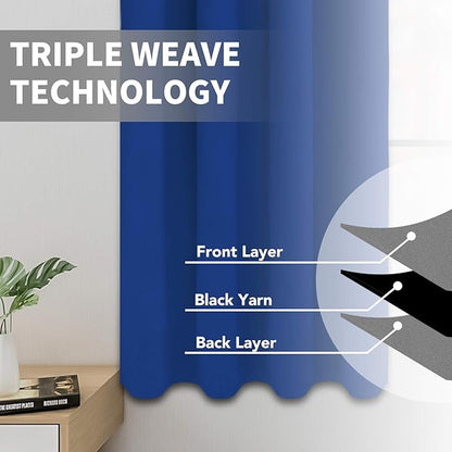 Easy-Going Blackout Curtains for Bedroom, Solid Thermal Insulated Grommet and