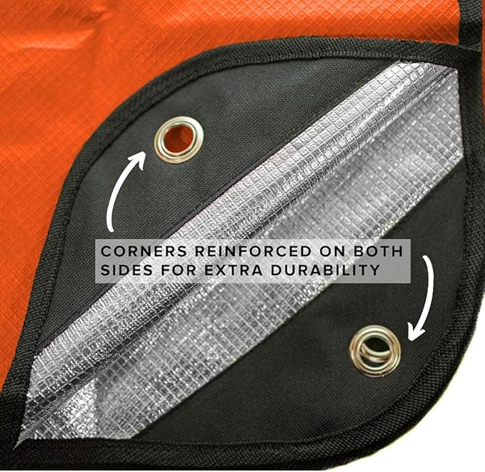 Arcturus Insulated Tarp, Reusable Heavy Duty Thermal Survival Blanket ??60x82in, Reflects 90% Body Heat, Waterproof, Windproof, 3-Layer Design, Reinforced Grommets, Orange