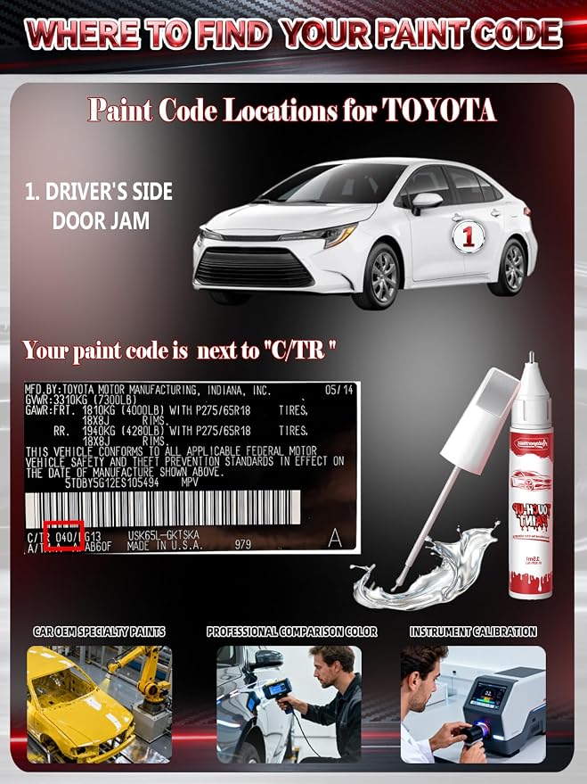 040 Super White/Ice Cap Car Touch Up Paint for Toyota, Color Accurate Two-In-One Car Paint Scratch Repair Pen, Professional Scratch Remover for Vehicles Chips and Nicks Scuff