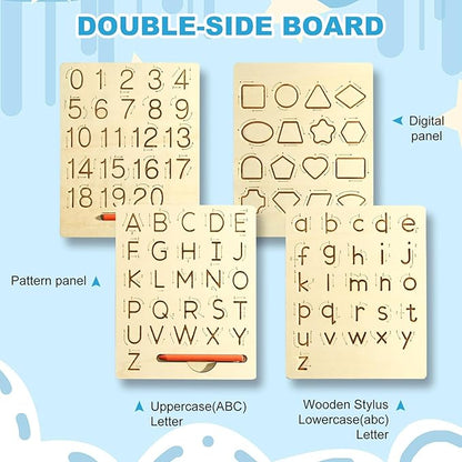 Learn to Write - Number & Letter Tracing Boards for Kids Ages 3-8 Wooden Alphabet Learning Montessori 3 Year Old Toddler Writing Tools Beginners - Homeschool Preschool Classroom Must Haves