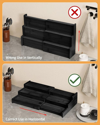 VenDotbi Spice Rack, 3-Tier Expandable Bamboo Spice Rack Organizer