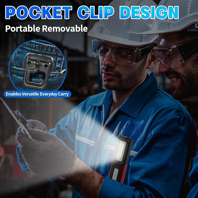 2 PCS Rechargeable LED Work Light with Magnetic Base Portable Task Inspection LED Work Light is Small and Reliable and Super Bright, for Tool Gifts for Men(Red)