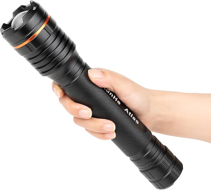 KunHe Heavy Duty 3D Cell LED Flashlights Large Aluminum Zoomable High Lumens-1200 LM Battery Powered Single Mode Flash Light- Big Flashlight for Home Emergency Power Outages Camping Car