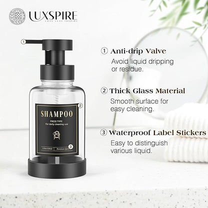 Luxspire Foaming Soap Dispenser, Glass Foam Pump Soap Dispenser, Non-Slip Hand